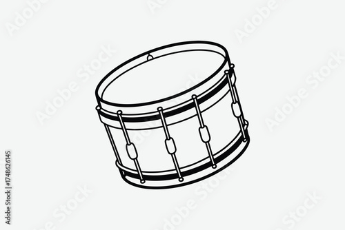 Black and white illustration of a drum simple artistic silhouette