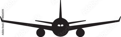 Front View Silhouette of a Jet Airplane with Wings Extended on a White Background aircraft white background and transparent background