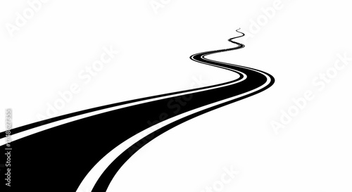 Inspiring journey ahead on winding road, symbolizing future direction, business strategy, career path and metaphorical choices, scalable graphic