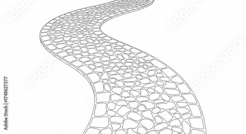 Discover a winding cobblestone path leading to new adventures and journeys, a metaphor for life's pathways and exciting choices