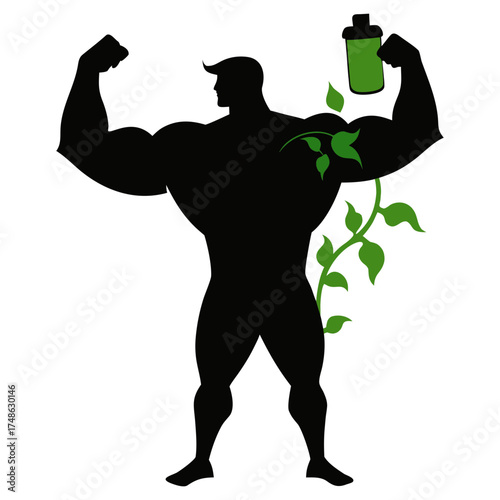 Silhouette vector of a picture for a pharmaceutical company made of leaves
