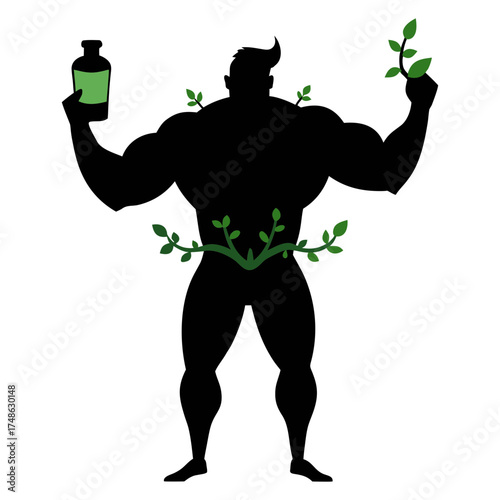 Silhouette vector of a picture for a pharmaceutical company made of leaves