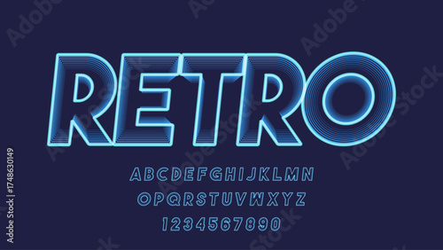 neon line light effect isolated letters