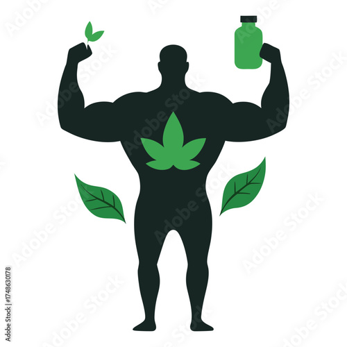 Silhouette vector of a picture for a pharmaceutical company made of leaves