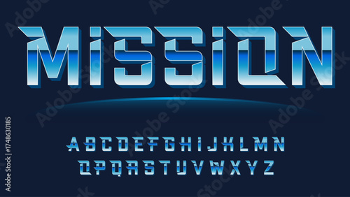 3d blue reflection futuristic typography