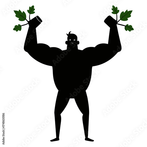 Silhouette vector of a picture for a pharmaceutical company made of leaves