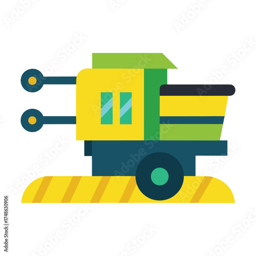 Colorful stylized combine harvester machinery for agricultural and farming themes