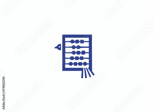 Charming bird abstract art creatively merges with abacus design symbolizing education, calculation, and imaginative learning processes.