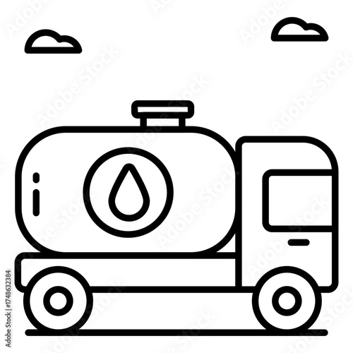 Conceptual linear design icon of fuel truck 