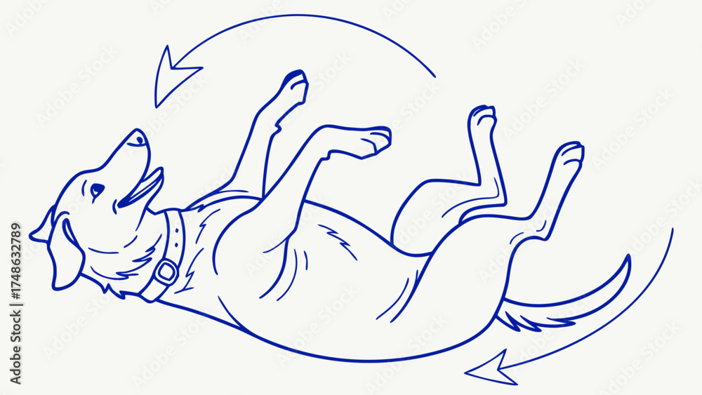 Obraz premium Canine Playful Pose, Coastal Beach Scene, Vector Art, Light Environment, Whimsical Viewpoint