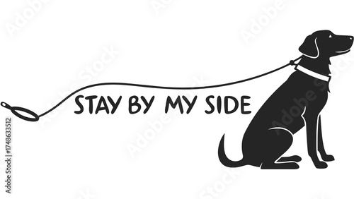 Dog Illustration, Stay By My Side, Graphic Design, Minimalist, Digital Art, Side View, Loyalty and Companionship