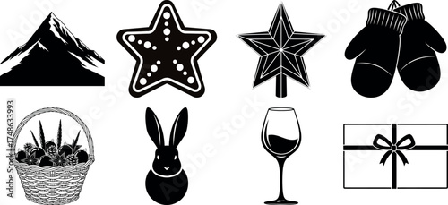 Vector art of assorted icons for various seasons and celebrations
