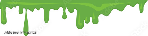 artoon Green Slime Horizontal Dripping Border with Copy Space