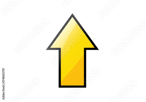 Free Download Glossy yellow upward arrow isolated on transparent background - GFXLoad