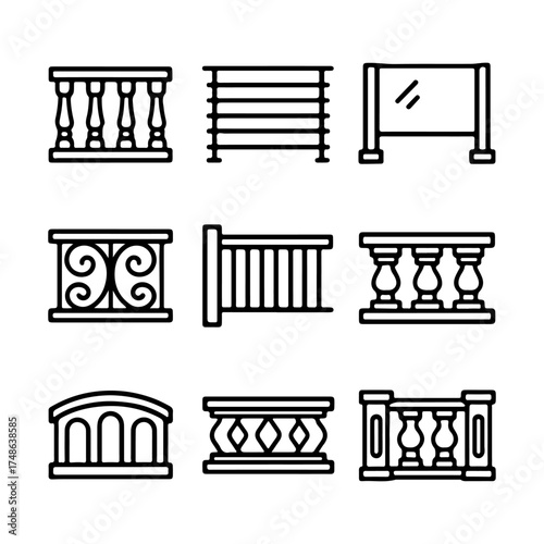 set of outline icons railings vector on a white background
set of 9 line icons, vector, on a white background