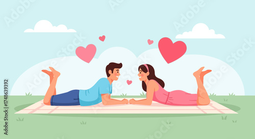 Romantic Couple Enjoying Time Outdoors While Expressing Love and Affection Together