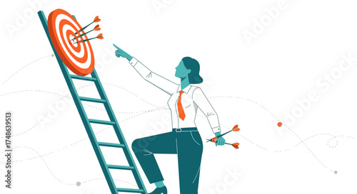 Reaching The Pinnacle: A Woman's Goal Achieved With Precision And Determination