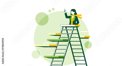 Reaching The Pinnacle: A Vector Illustration Of Success, Leadership, And Achievement
