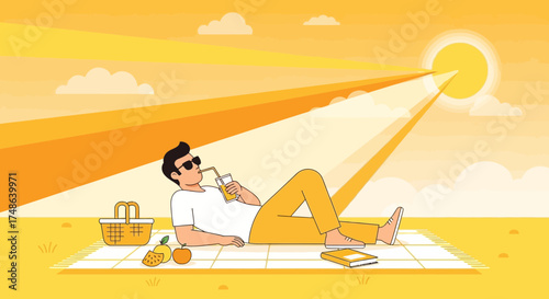 Relaxation Under Summer Rays: A Refreshing Moment Of Solitude and Enjoyment