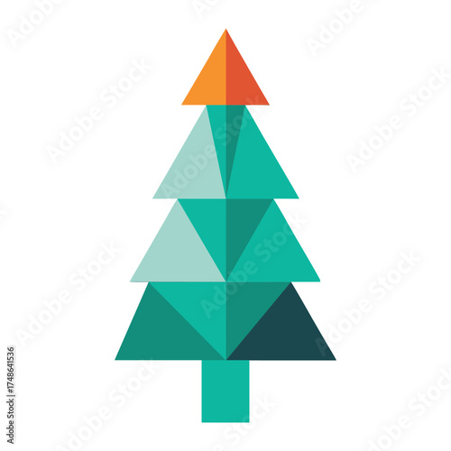 minimal christmas tree with geometric shapes