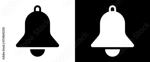 Black and white bell icons for notifications and alerts