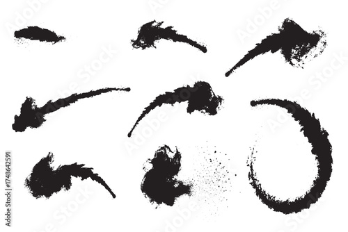 Black Powder Trail and Smoke Swirl Vector Set

