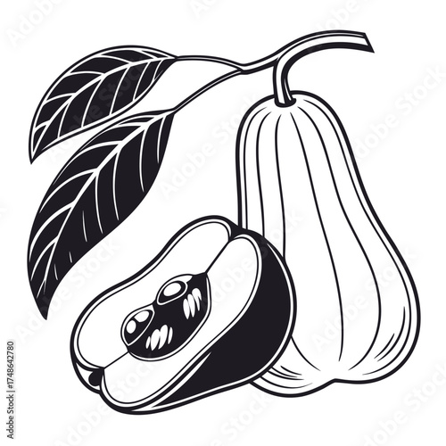 malay rose apple with leaves