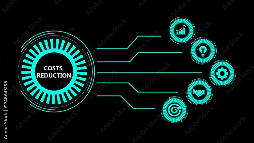 Obraz premium Costs reduction strategy infographic representing ideas growth partnership and goals achievement