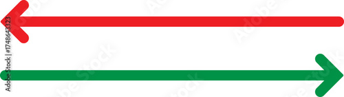 Two opposing arrows one red one green pointing right