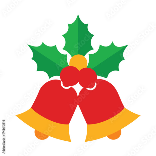 Wallpaper Mural Red bells green holly sticker christmas leaves Torontodigital.ca