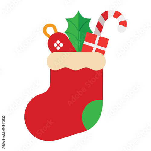 Wallpaper Mural Red christmas stocking filled with festive treats green Torontodigital.ca