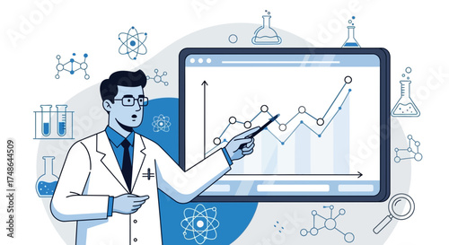 Scientist Analyzing Graphs Data, Science, And Technologies On Digital Tablet Screen Displaying