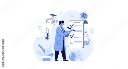 Scientist Creating Checklist to Research and Analyze the Coronavirus Outbreak Issues