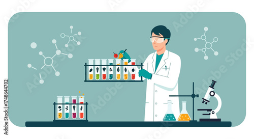 Scientist In Laboratory Conducting Experiments Regarding Healthy Foods And Nutrition Research