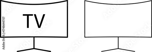 Simple line art of a television set and a blank screen