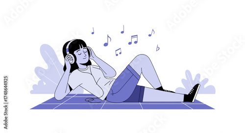 Serene Listening: A Peaceful Moment With Music and Relaxation.