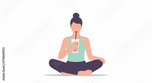 Serene Meditative Moment Depicted With Fluid Consumption In Calm And Peace