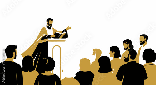 Sermon Illustration: A Priest Delivering a Message to a Diverse Congregation