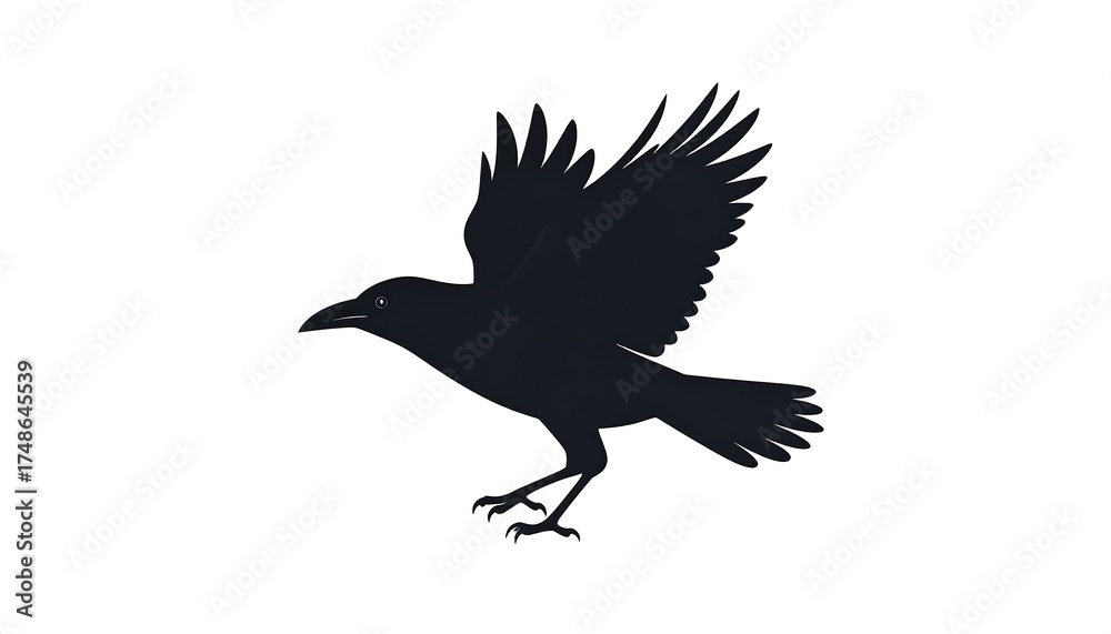 Fototapeta premium Silhouette of a flying crow