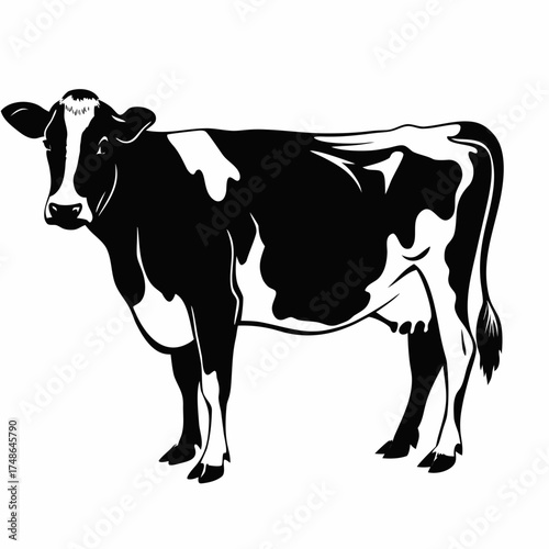 black and white cattle cow silhouette