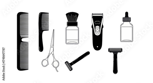 Barber Tools Collection Isolated on White Background A Comprehensive Set for Professional Grooming