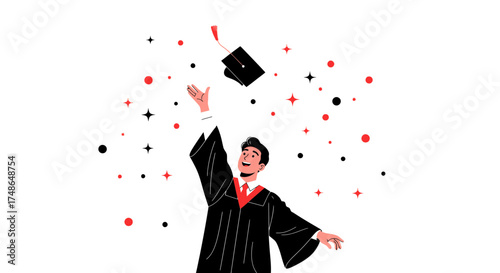 Student Celebrating Graduation With Tassel Toss, A Moment Of Triumph And Success