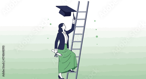 Student Reaching For Education: Achieving Graduation, Knowledge, Success And Aspirations