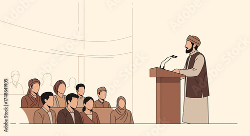 Speaker Addressing Audience At A Conference, Sharing Ideas, Delivering An Important Message