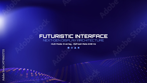 Futuristic interface next-gen display architecture with HUD mode overlay and 240 Hz refresh rate for technology concept.