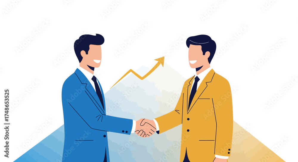 Obraz premium Successful Business Partnership Agreement and Collaboration Handshake Illustration on White