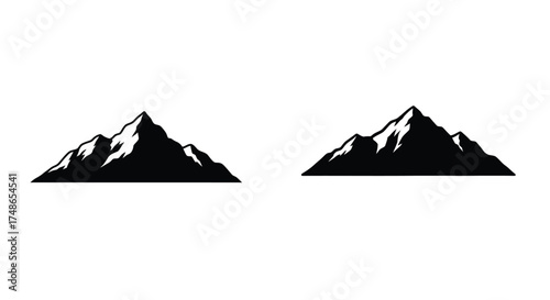 Simple black and white illustration of two jagged mountain peaks