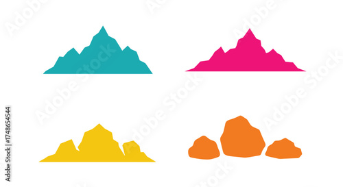 Colorful mountain range icons representing peaks and natural landscape elements