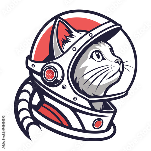 Astronaut Cat Glass Helmet Reflection Mascot Logo Vector Illustration for Space Esports and Modern Branding Design

