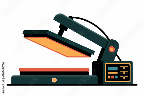 Professional heat press machine for t-shirt printing and apparel customization digital graphic isolated on white background